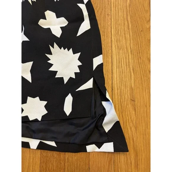 Saint Laurent Paris 2014 Black White Geometric Dress Silk Cocktail Formal FR40 S
